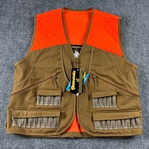 Gamehide Pheasant Vest Mens L Brown Orange Hunting Shooting Game Bag Shell Loops